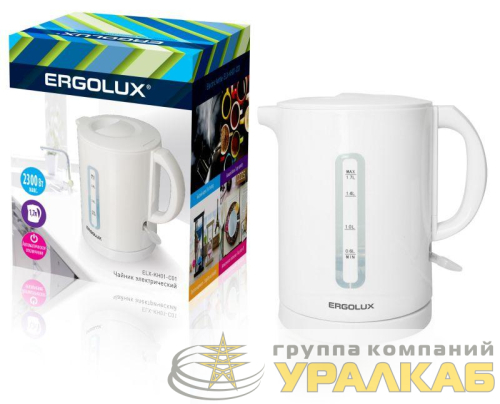 Чайник ELX-KH01-C01 пласт. спираль 1.7л 160-250В 1500-2300Вт бел. Ergolux 