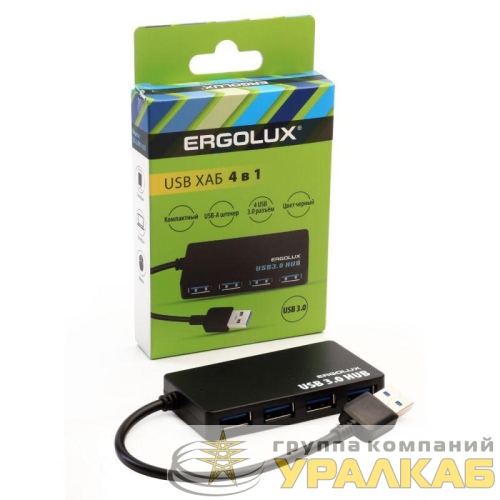 Разветвитель USB ELX-SLP01-C02 4USB 2А коробка черн. ERGOLUX 