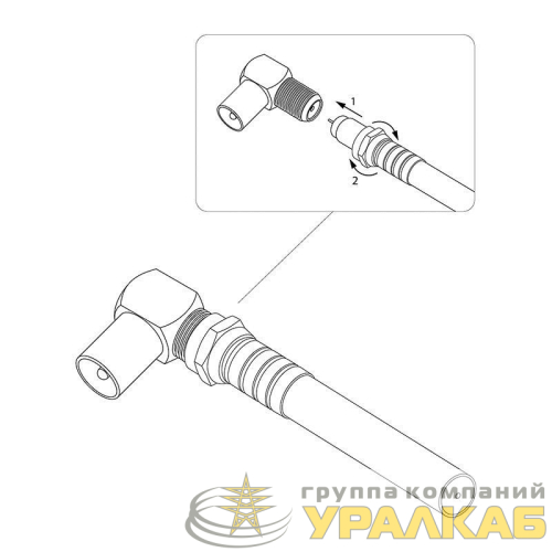 Переход гнездо F-штекер TV угловой (уп.50шт) PROCONNECT 