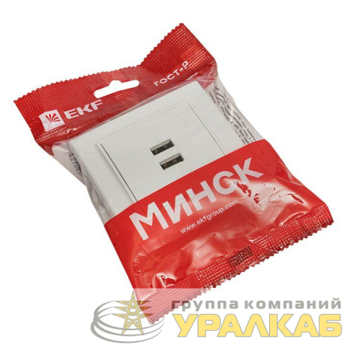 Розетка USB 2-м СП Минск 2.1А бел. EKF 