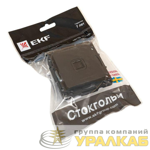 Розетка телефонная 1-м Стокгольм механизм черн. PROxima EKF 