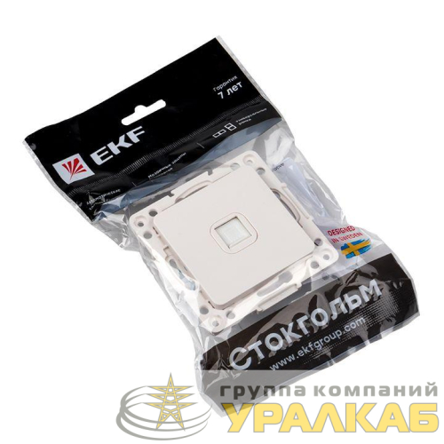 Розетка компьютерная 1-м Стокгольм RJ45 механизм бел. PROxima EKF 