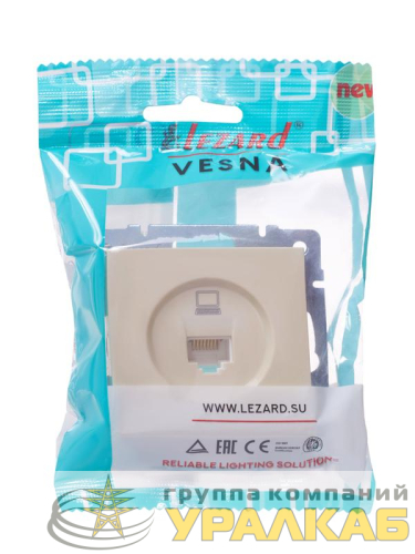 Розетка компьютерная 1-м СП Vesna механизм крем. LEZARD 