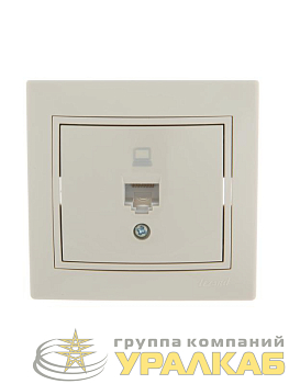 Розетка компьютерная 1-м СП Mira RJ45 крем./крем.. LEZARD 