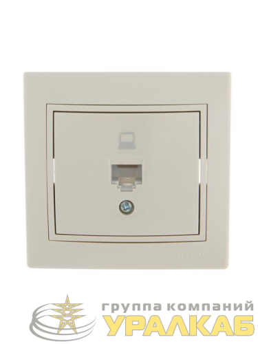 Розетка компьютерная 1-м СП Mira RJ45 крем./крем.. LEZARD 
