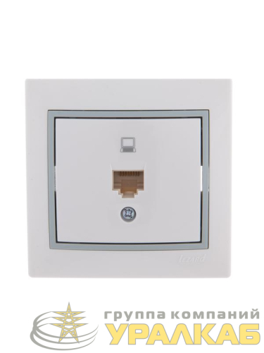Розетка компьютерная 1-м СП Mira RJ45 бел./сер. LEZARD 