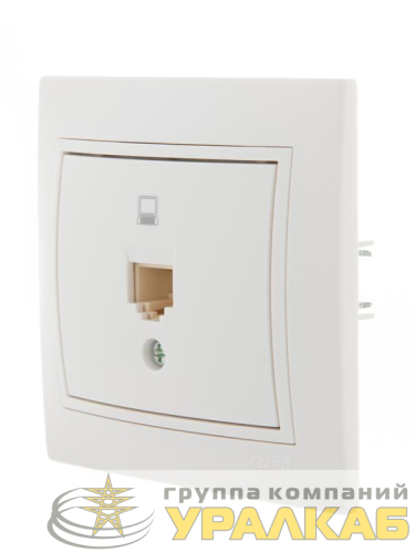 Розетка компьютерная 1-м СП Mira RJ45 бел./бел. LEZARD 