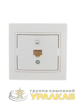 Розетка компьютерная 1-м СП Mira RJ45 бел./бел. LEZARD 
