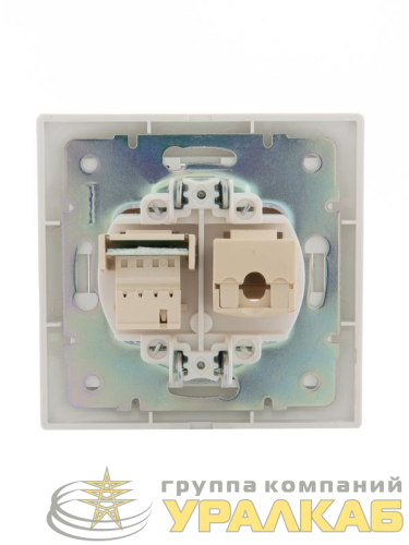 Розетка компьютерная + телефонная 2-м СП Mira RJ45 + RJ11 бел./бел. LEZARD 