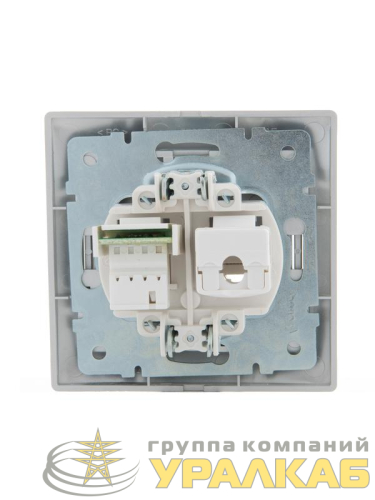 Розетка компьютерная + телефонная 2-м СП Mira RJ45 + RJ11 сер. метал. LEZARD 