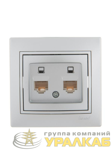 Розетка компьютерная 2-м СП Mira RJ45 сер. метал. LEZARD 