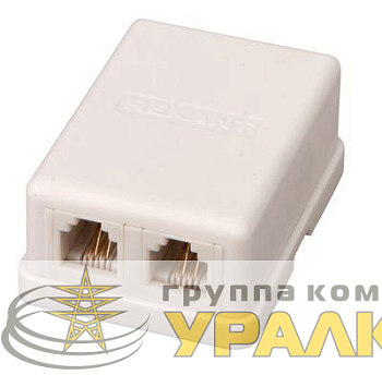 Розетка телефонная 2-м ОП RJ14 (6P4C) кат.3 бел. Rexant 