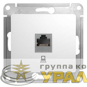 Розетка компьютерная 1-м СП Glossa RJ45 кат.5E механизм бел. SE 