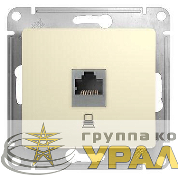 Розетка компьютерная 1-м СП Glossa RJ45 кат.5E механизм беж. SE 