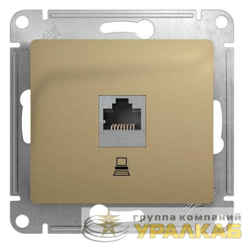 Розетка компьютерная 1-м СП Glossa RJ45 кат.5E механизм титан SE 