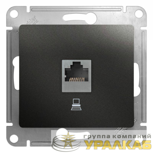 Розетка компьютерная 1-м Glossa RJ45 кат.5E механизм антрацит SE 