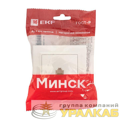 Розетка компьютерная 1-м СП Минск RJ45 бел. Basic EKF 