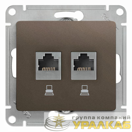 Розетка компьютерная 2-м Glossa RJ45 кат.5E механизм шоколад SE 