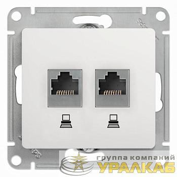 Розетка компьютерная 2-м Glossa RJ45 кат.5E механизм бел. SE 