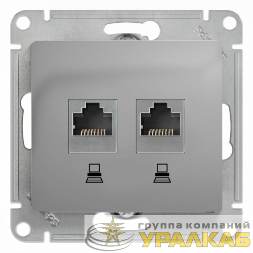 Розетка компьютерная 2-м Glossa RJ45 кат.5E механизм алюм. SE 