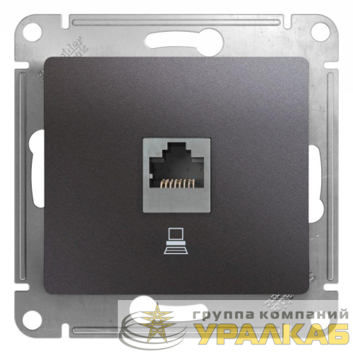 Розетка компьютерная 1-м Glossa RJ45 кат.5E механизм графит SE 