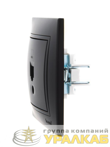 Розетка компьютерная 1-м СП Mira RJ45 черн. бархат LEZARD 