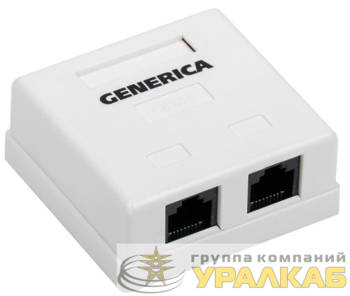 Розетка компьютерная 2-м ОП RJ45 кат.5E UTP GENERICA 