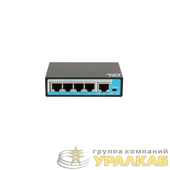 Коммутатор неуправляемый 4 PoE (802.3af) порта 10/100Мбит/с до 250 метров cat6 1Upl 60W GIGALINK 