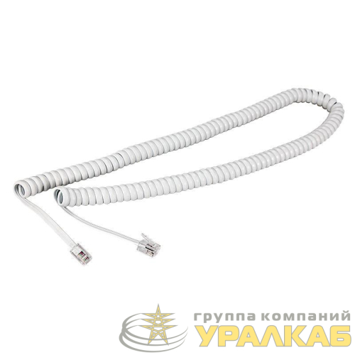 Шнур телеф. витой 2м (джек-джек) бел. Rexant 