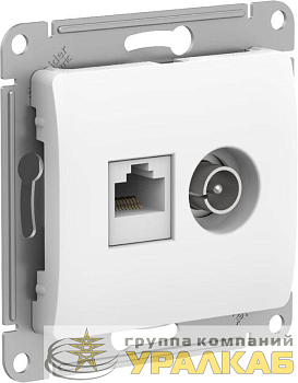 Розетка компьютерная + телевизионная 2-м Glossa RJ45 кат.5E + TV механизм бел. SE 