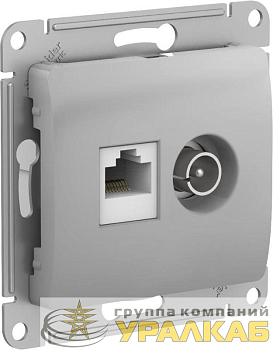 Розетка компьютерная + телевизионная 2-м Glossa RJ45 кат.5E + TV механизм алюм. SE 