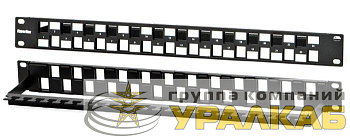 Патч-панель модульная 19дюйм PPBL3-19-24S-RM 24 порта Flat Type 1U для модулей Keystone Jack с задн. каб. организ. (без модулей) Hyperline 