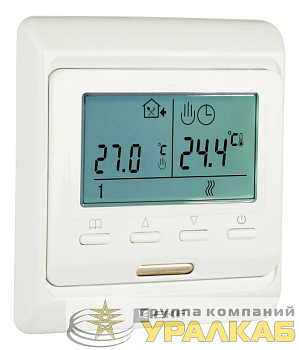 Термостат программируемый ETT-1 (HW-500; RTC 51.716; R51XT; ST-16) 3.6кВт 16А для теплых полов датчик пола; датчик воздуха бел. EKF 