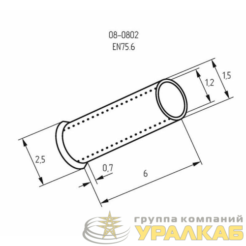 Наконечник штыревой втулочный (НШВ L-6мм) 0.75кв.мм (EN75.6) REXANT 