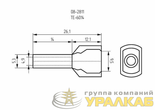 Наконечник штыревой втулочный изолир. (НШВИ F-14мм) 2х6кв.мм (TE-6014) зел. REXANT 