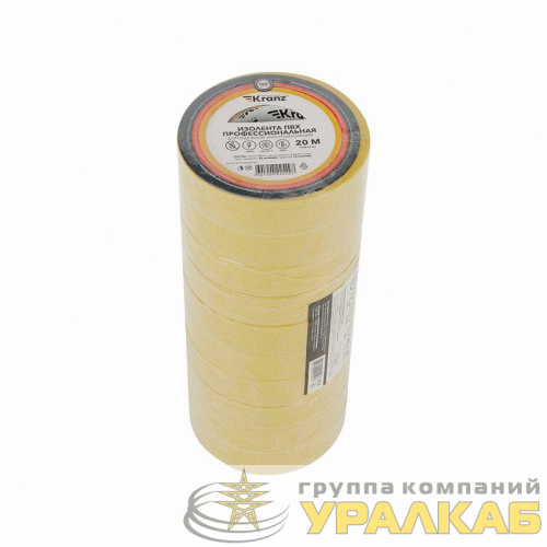 Изолента ПВХ профессиональная 0.18х19мм 20м желт. Kranz 