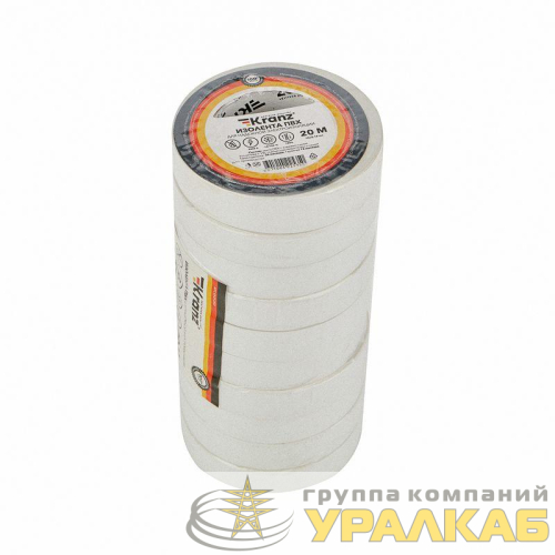 Изолента ПВХ 0.13х15мм 20м бел. Kranz 