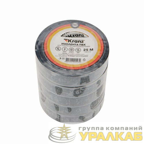 Изолента ПВХ 0.13х19мм 25м черн. Kranz 