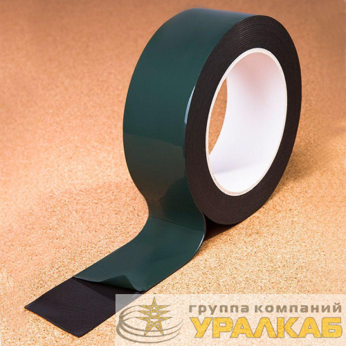 Скотч двухсторонний 40ммх5м зел. на черн. основе Rexant 