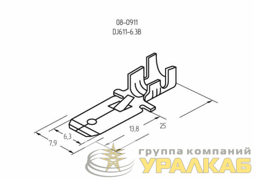 Клемма плоская (штекер-6.3мм) 1-1.5кв.мм (DJ611-6.3B) Rexant 