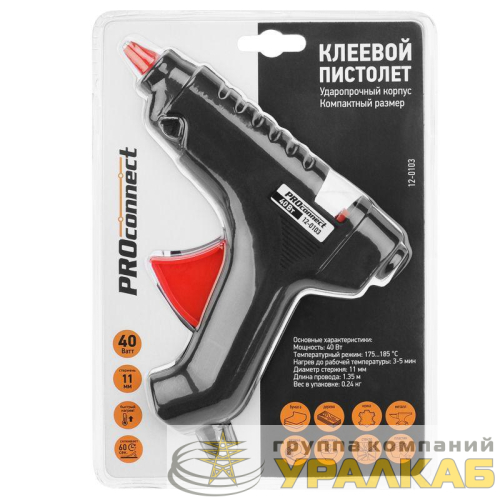 Пистолет клеевой 40Вт большой (блист.) PROCONNECT 