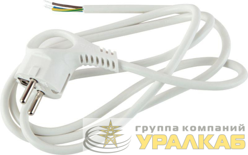 Шнур сетевой с вилкой UX-3х0.75-1.5м-W с заземл. ПВС 3х0.75кв.мм 1.5м бел. ЭРА 