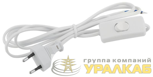 Шнур для бра 1.8м с выкл. ШВВП 2х0.5 бел. UX-ШВВП-S-1.8m-W ЭРА 
