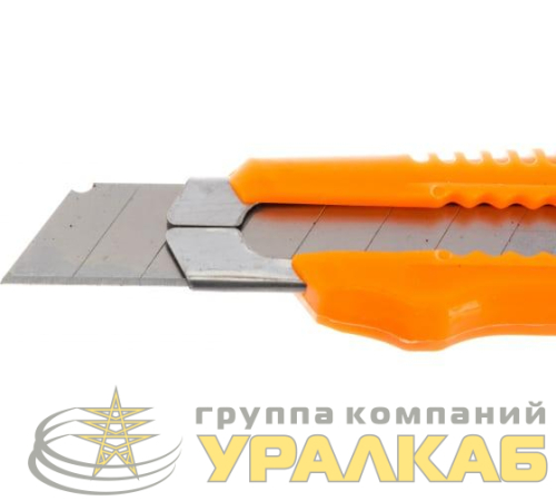 Нож с выдвижным лезвием 18мм пластик. корпус металлическая направляющая Вихрь 