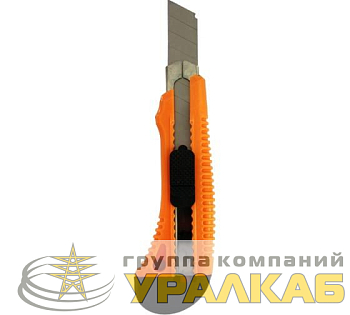 Нож с выдвижным лезвием 18мм пластик. корпус металлическая направляющая Вихрь 