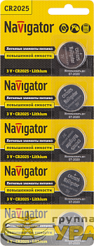 Элемент питания литиевый CR2025 94 764 NBT-CR2025-BP5 (блист.5шт) Navigator 