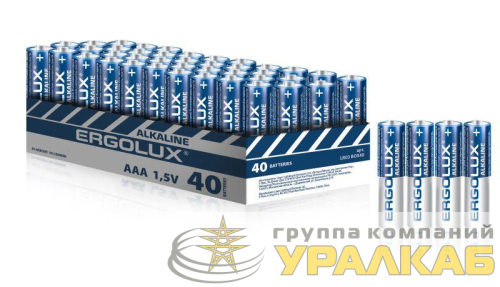 Элемент питания алкалиновый AAA/LR03 1.5В Alkaline BOX40 ПРОМО (уп.40шт) Ergolux 