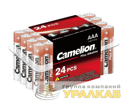 Элемент питания алкалиновый AAA/LR03 1.5В Plus Alkaline LR03-PB24 (уп.24шт) Camelion 