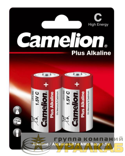 Элемент питания алкалиновый C/LR14 1.5В Plus Alkaline LR14-BP2 BL-2 (блист.2шт) Camelion 
