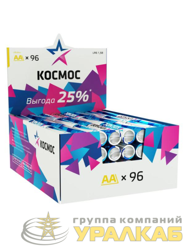 Элемент питания алкалиновый AA/LR6 (уп.96шт) КОСМОС 